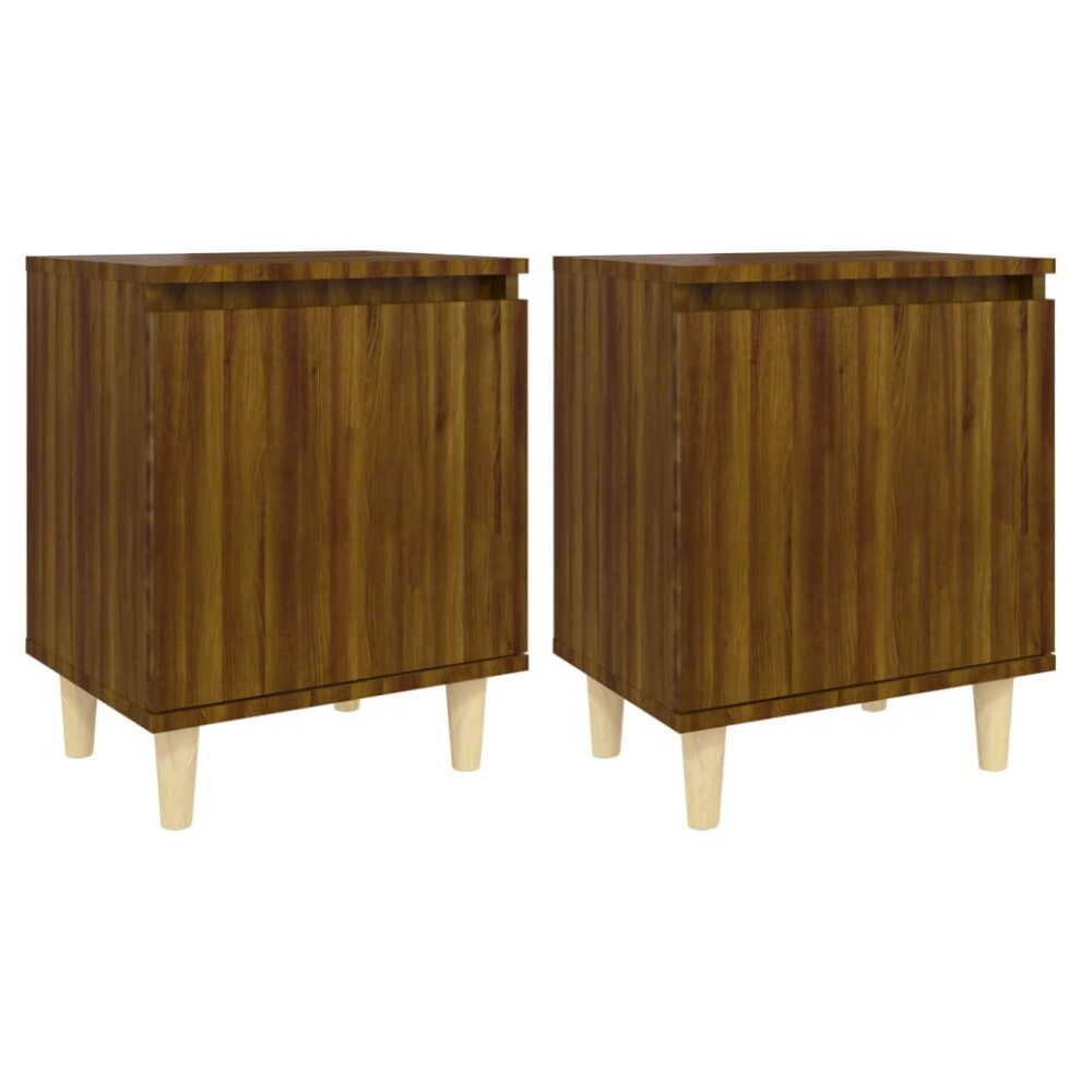 Vidaxl (Brown Oak, 2) 1/2X Bed Cabinet With Solid Wood Legs 40X30x50 Cm Stand Multi Colors