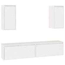 (white) vidaXL 4x Solid Wood Pine TV Cabinets Wall Mounted Shelf Stand Multi Colours