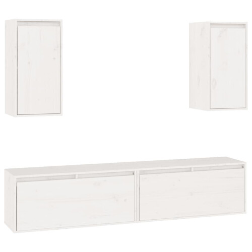 VidaXL (white) vidaXL 4x Solid Wood Pine TV Cabinets Wall Mounted Shelf Stand Multi Colours
