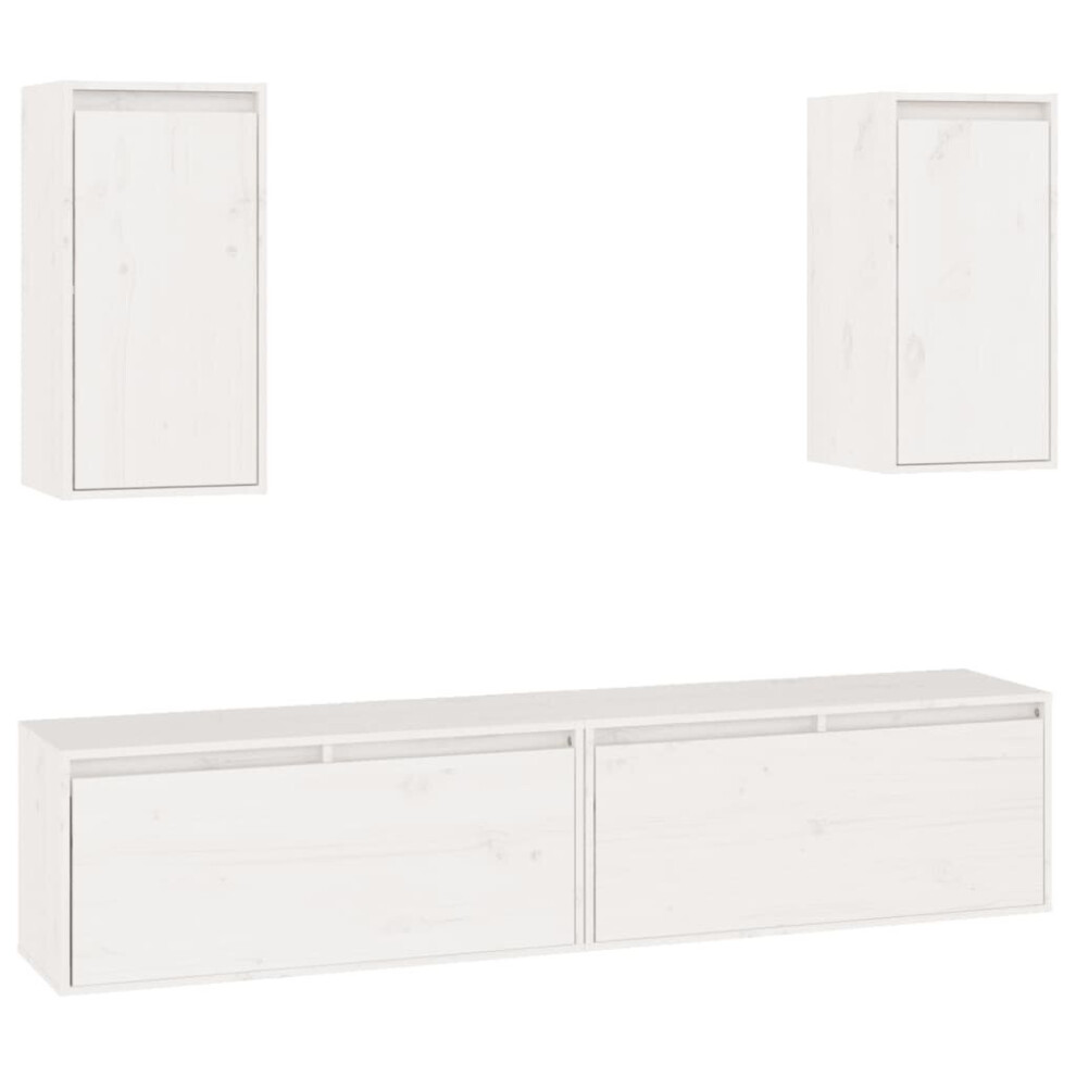 Vidaxl (White) 4X Solid Wood Pine Tv Cabinets Wall Mounted Shelf Stand Multi Colours