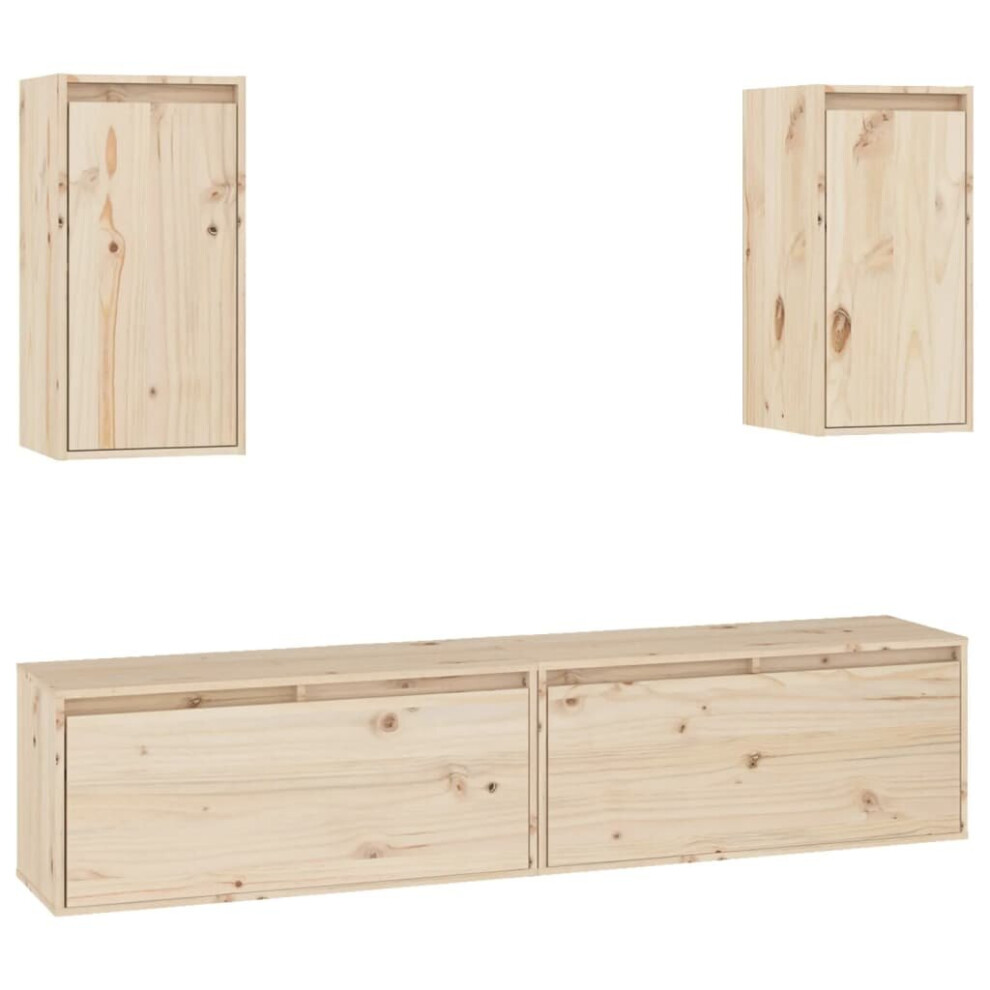 Vidaxl (Brown) 4X Solid Wood Pine Tv Cabinets Wall Mounted Shelf Stand Multi Colours Brown