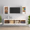 VidaXL (white) vidaXL 4x Solid Wood Pine TV Cabinets Wall Mounted Shelf Stand Multi Colours 3