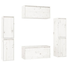 (white) vidaXL 6x Solid Wood Pine TV Cabinets Wall Mounted Shelf Stand Multi Colours