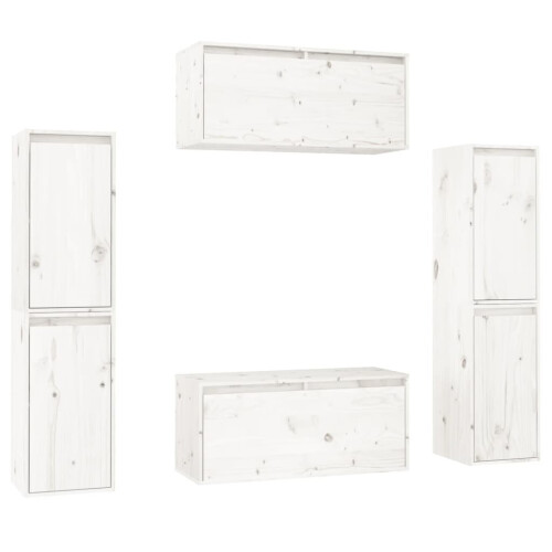 VidaXL (white) vidaXL 6x Solid Wood Pine TV Cabinets Wall Mounted Shelf Stand Multi Colours