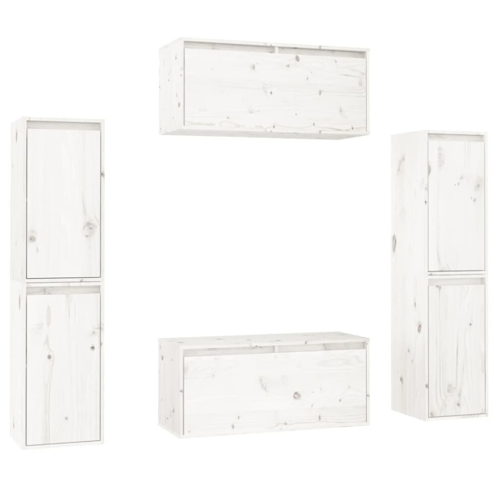 Vidaxl (White) 6X Solid Wood Pine Tv Cabinets Wall Mounted Shelf Stand Multi Colours