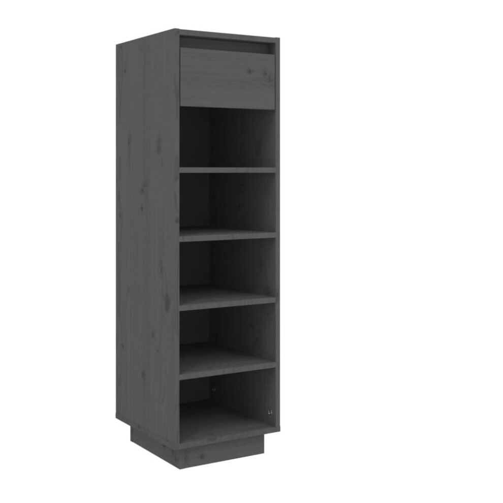 Vidaxl (Grey) Shoe Cabinet Wooden Home Organiser Shoe Rack Shelf Solid Wood Pine