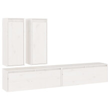 (white) vidaXL 4x Solid Wood Pine TV Cabinets Wall Mounted Shelf Stand Multi Colours