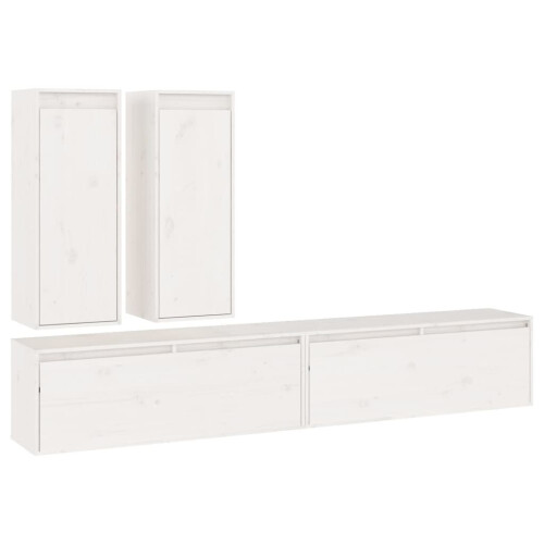 VidaXL (white) vidaXL 4x Solid Wood Pine TV Cabinets Wall Mounted Shelf Stand Multi Colours