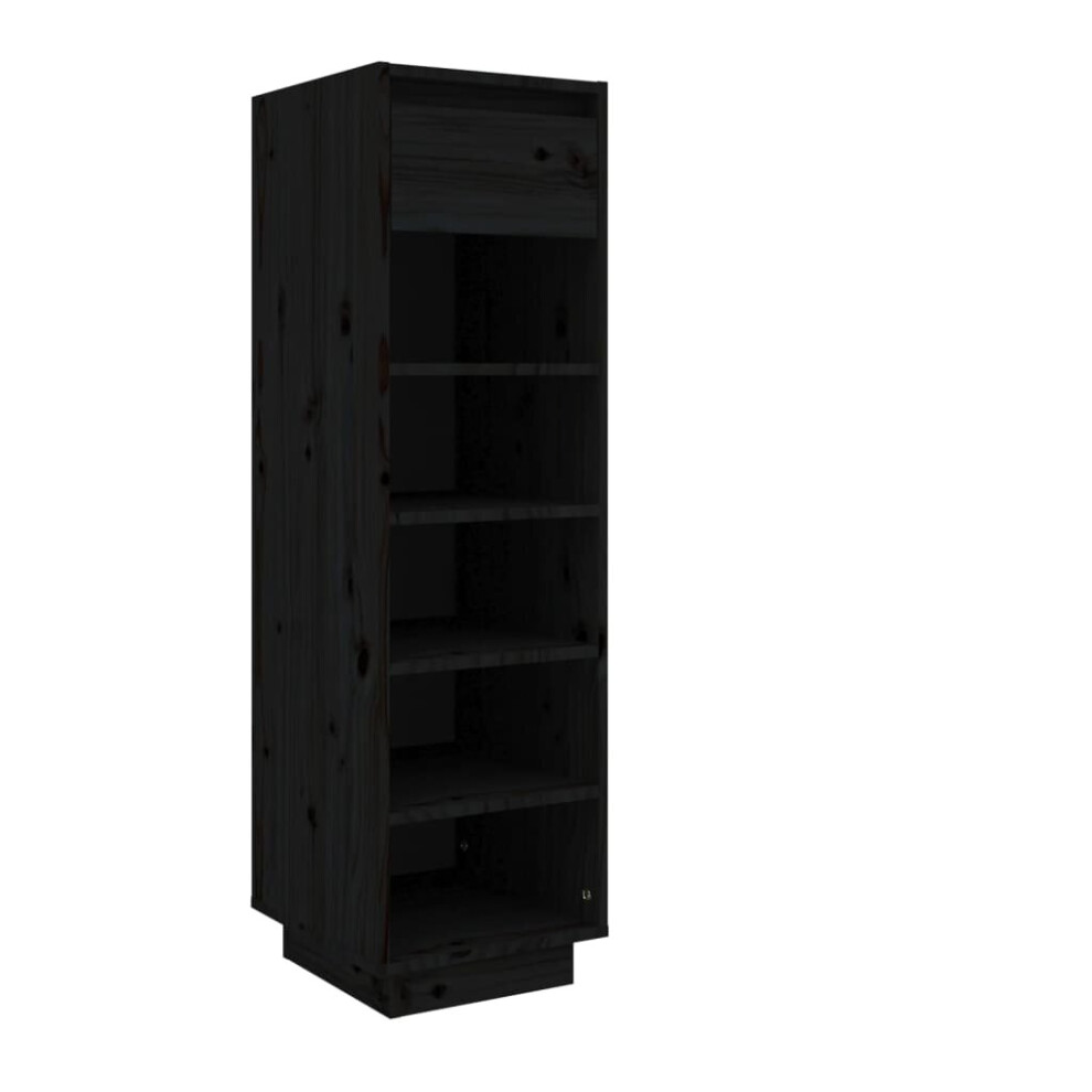 (black) vidaXL Shoe Cabinet Wooden Home Organiser Shoe Rack Shelf Solid Wood Pine