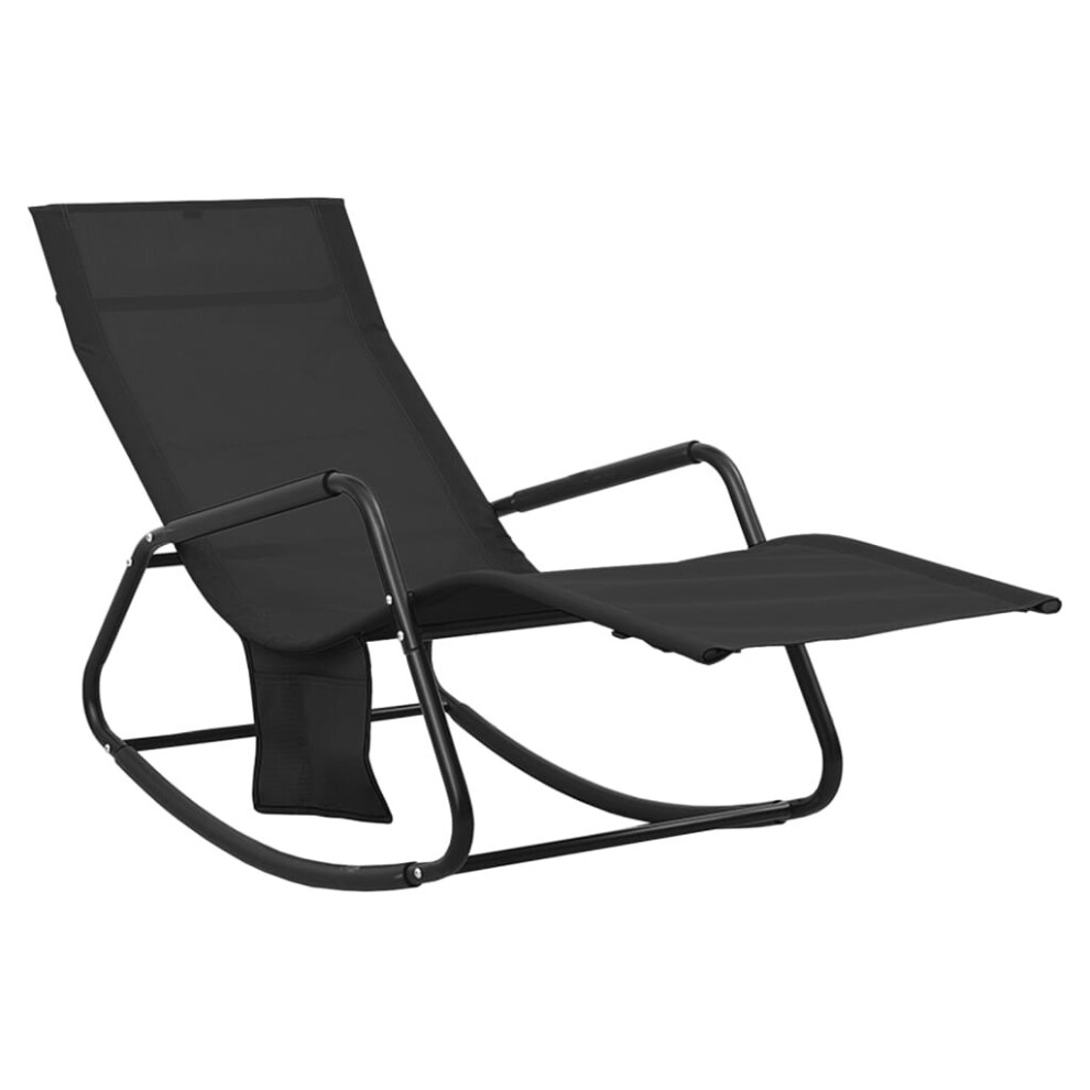 (black) vidaXL Sun Lounger Steel and Textilene Seat Seating Furniture Multi Colours