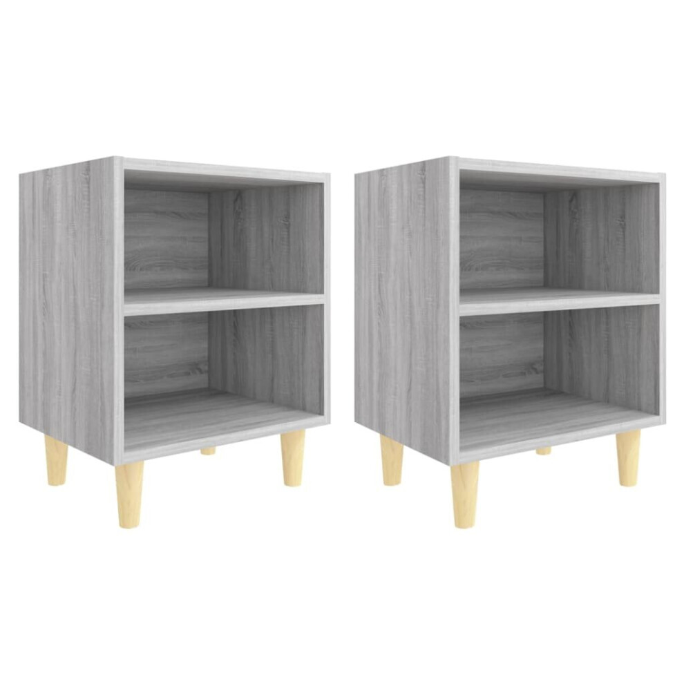 Vidaxl (Grey Sonoma, 2) 1/2X Bed Cabinet With Solid Wood Legs 40X30x50 Cm Stand Multi Colors