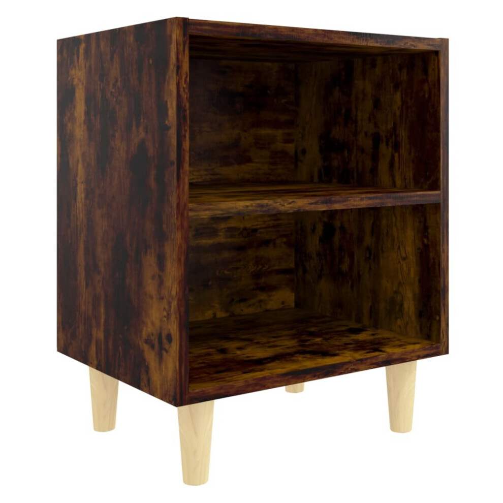 (smoked oak, 1) vidaXL 1/2x Bed Cabinet With Solid Wood Legs 40x30x50 Cm Stand Multi Colors