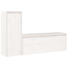 (white) vidaXL 2x Solid Wood Pine TV Cabinets TV Stand Shelf Furniture Multi Colours