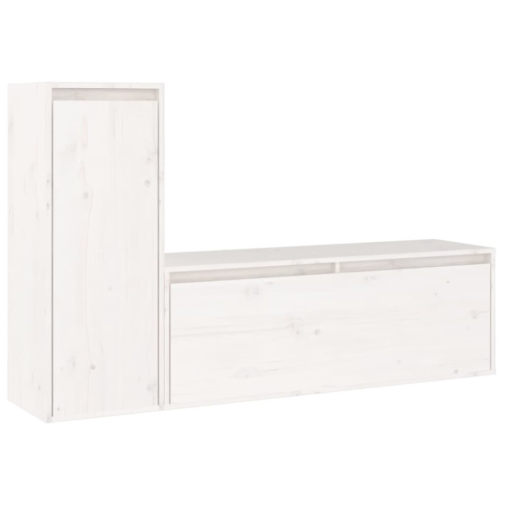 Vidaxl (White) 2X Solid Wood Pine Tv Cabinets Tv Stand Shelf Furniture Multi Colours White