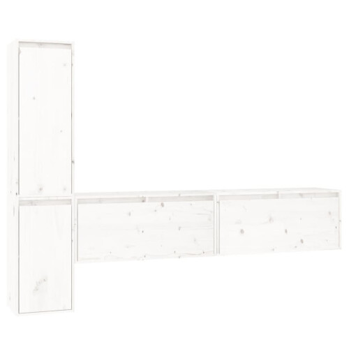 VidaXL (white) vidaXL 4x Solid Wood Pine TV Cabinets Storage Floating Cabinet Multi Colours 1