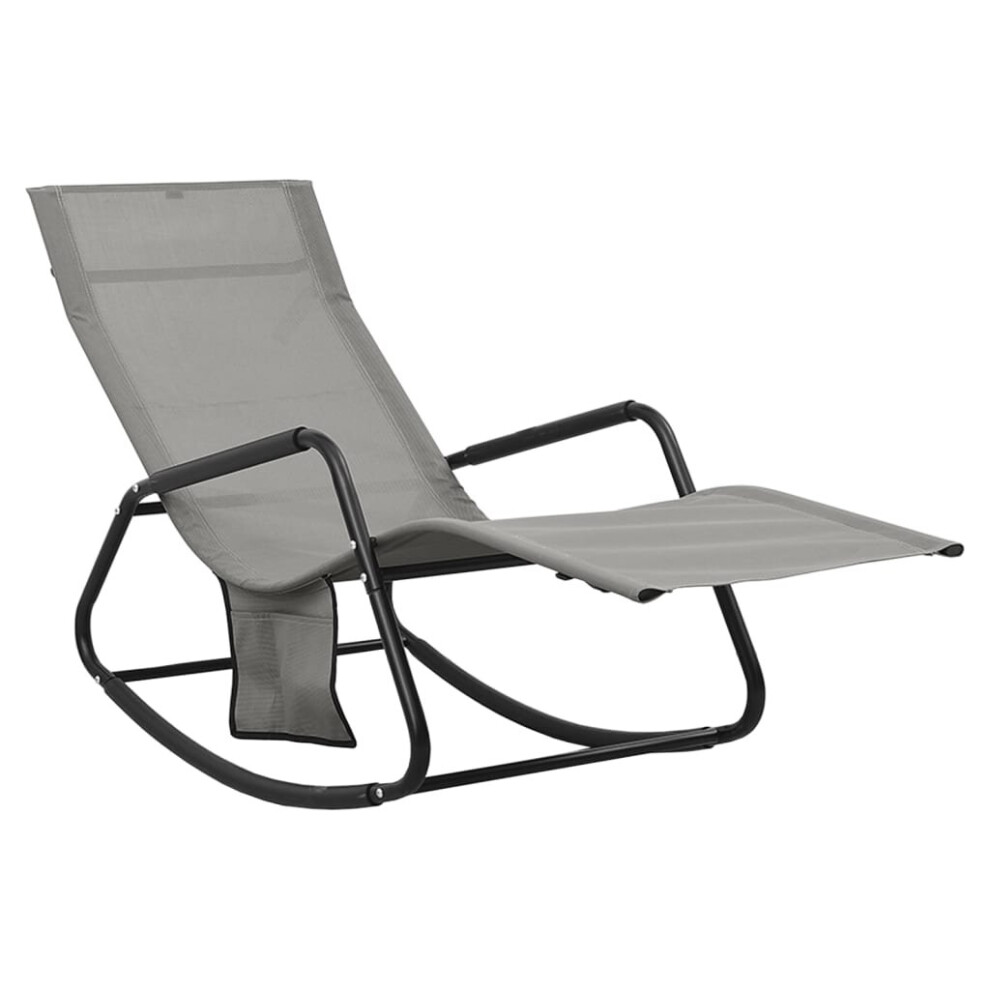 (grey) vidaXL Sun Lounger Steel and Textilene Seat Seating Furniture Multi Colours