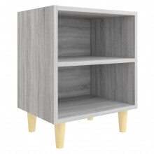 (grey sonoma, 1) vidaXL 1/2x Bed Cabinet with Solid Wood Legs 40x30x50 cm Stand Multi Colors