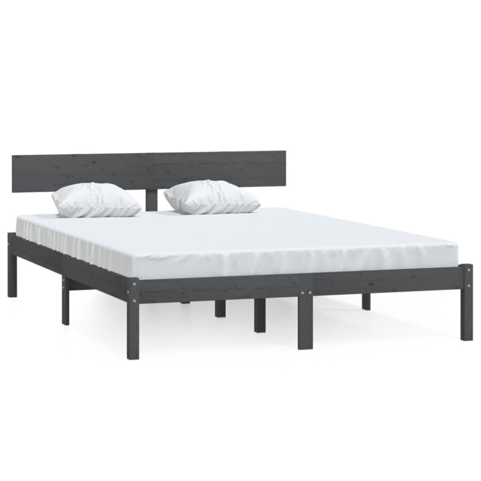 (grey, 160 x 200 cm) vidaXL Solid Wood Pine Bed Frame Platform Wooden Bed Base Multi Colours/Sizes