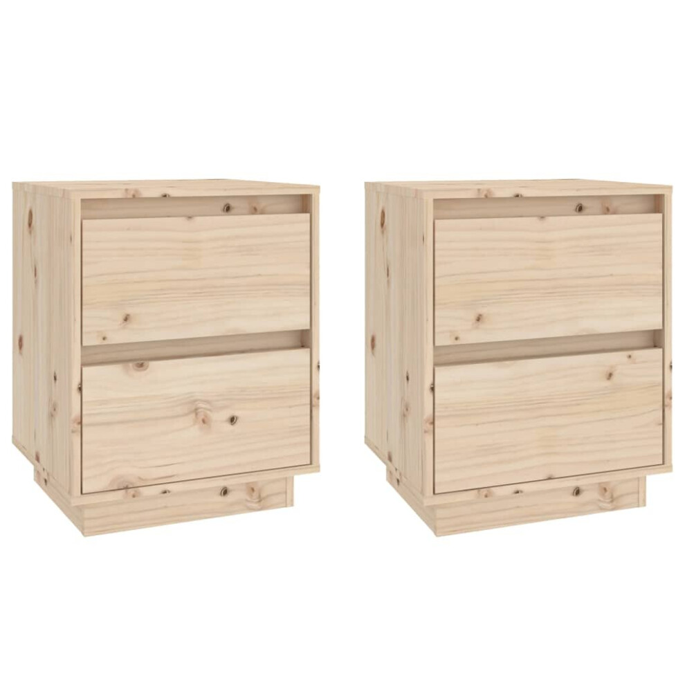 Vidaxl (, 2) 1/2X Solid Wood Pine Bedside Cabinet Storage Side Cabinet Multi Colours Brown Size 2