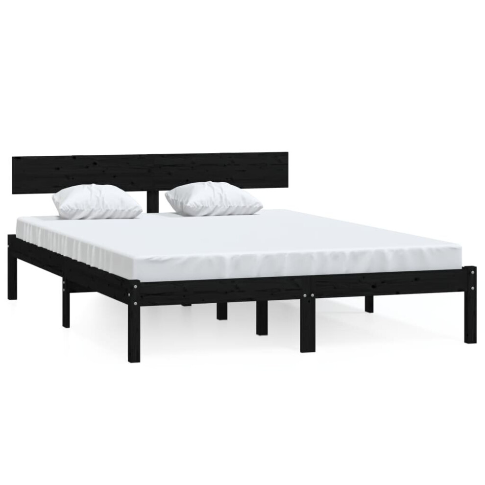 (black, 160 x 200 cm) vidaXL Solid Wood Pine Bed Frame Platform Wooden Bed Base Multi Colours/Sizes