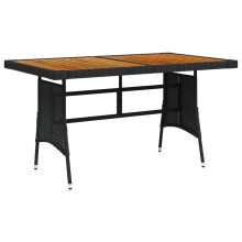vidaXL Gartentisch Schwarz 130x70x72cm Poly Rattan & Massivholz Akazie
