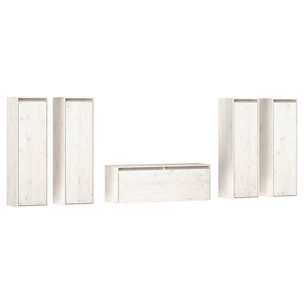 Vidaxl (White) 5X Solid Wood Pine Tv Cabinets Wall Mounted Furniture Multi Colours