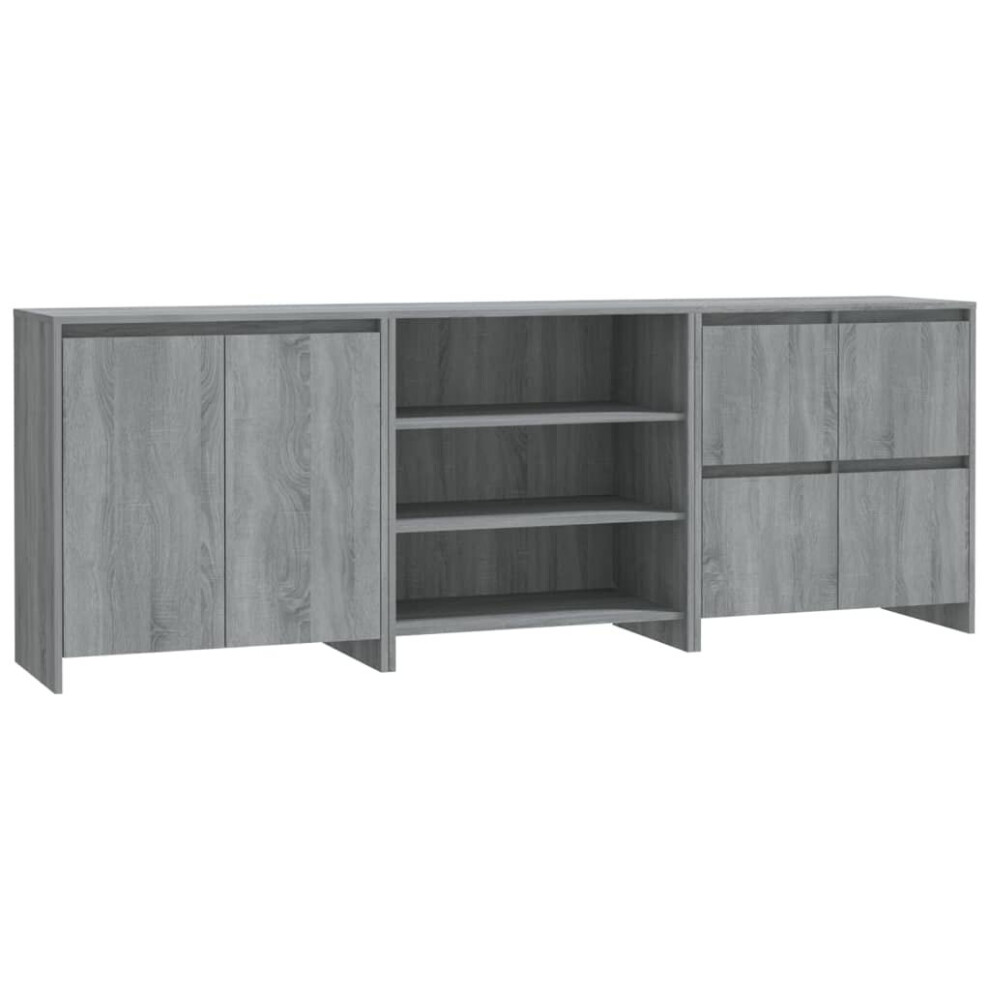 (grey sonoma) vidaXL Sideboard 3 Piece Engineered Wood Buffet Side Cabinet Multi Colours