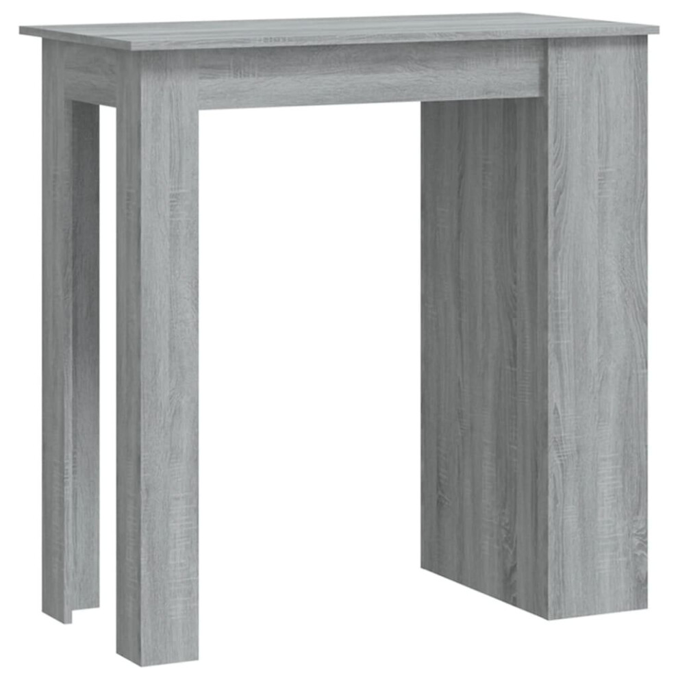 Vidaxl (Grey Sonoma) Bar Table With Storage Rack Bar High Table Pub Table Engineered Wood