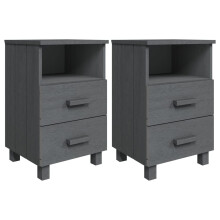 (dark grey, 2) vidaXL 1/2x Bedside Cabinet Solid Wood Pine Wooden Side Cabinet Multi Colours
