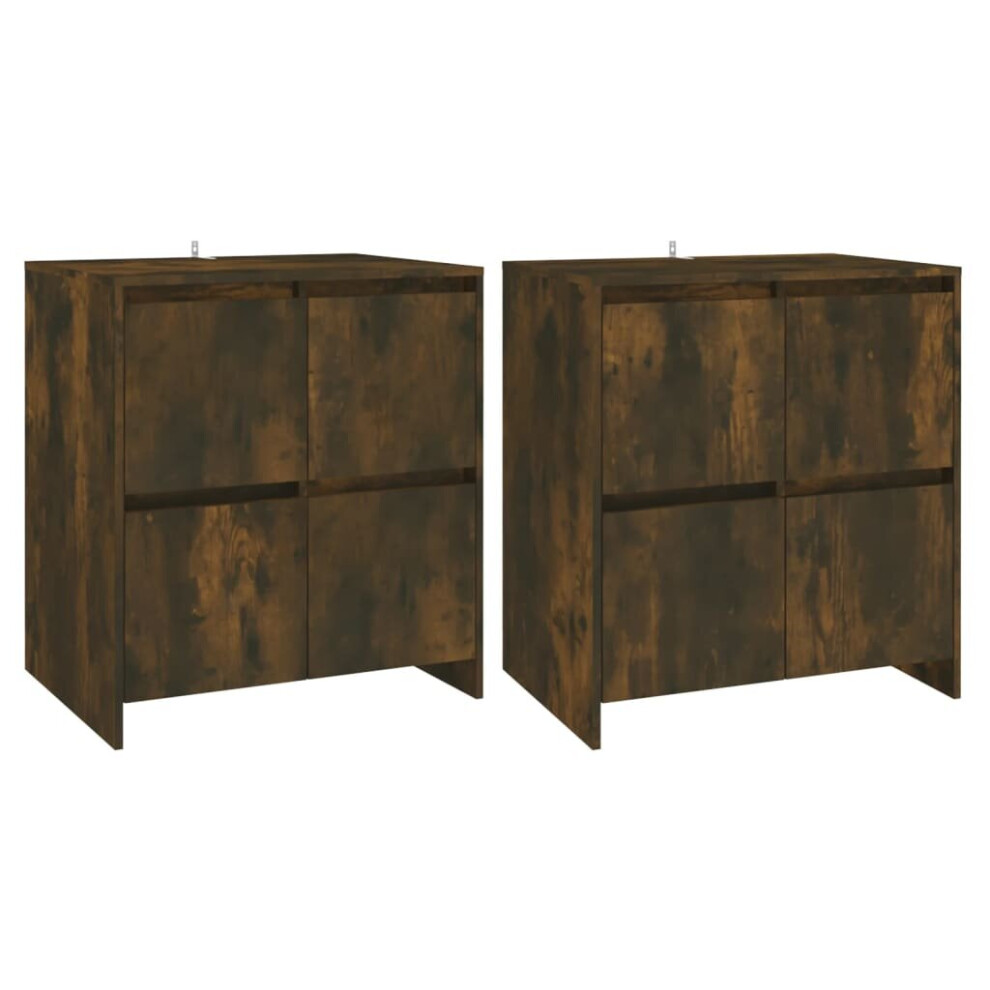 Vidaxl (Smoked Oak) 2X Sideboards Chipboard Storage Side Book Console Cabinet Multi Colours