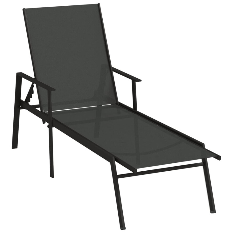 (black) vidaXL Sun Lounger Steel and Textilene Fabric Outdoor Lounge Bed Multi Colours