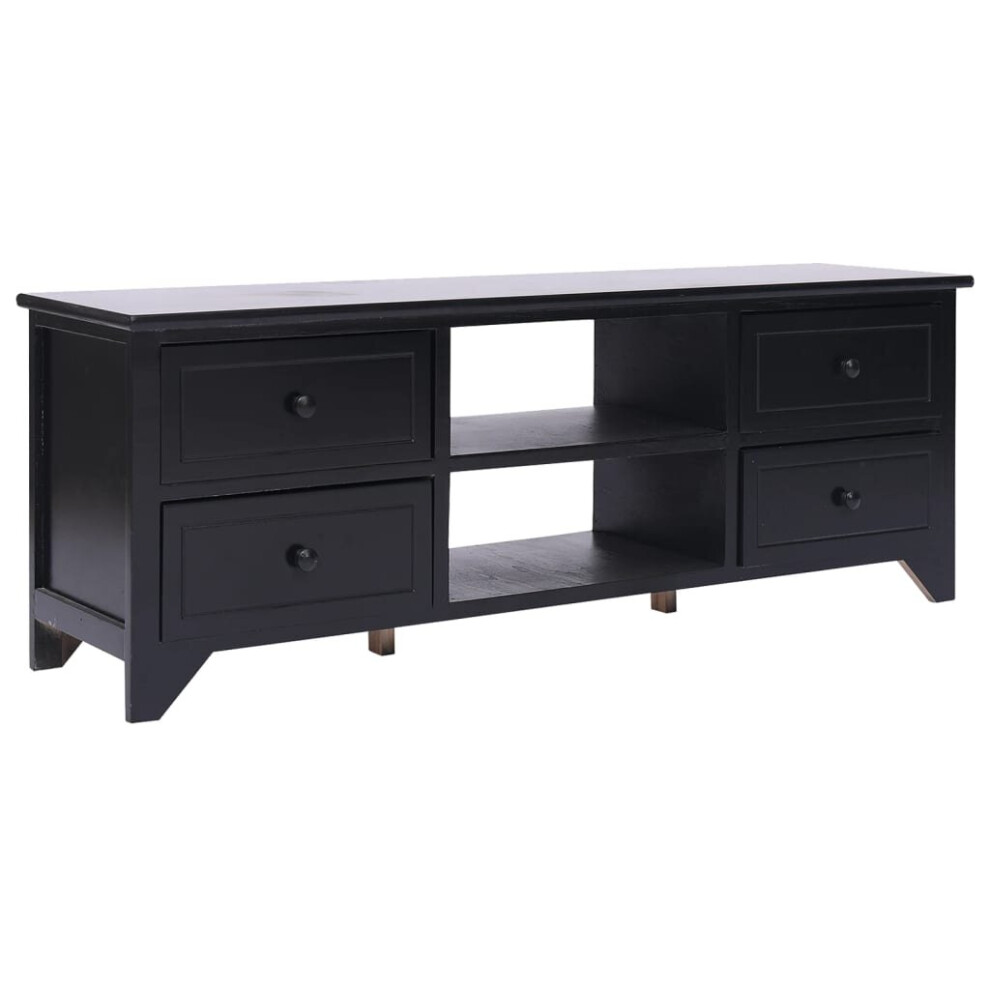 Vidaxl (Black) Tv Cabinet Tv Stand Storage Sideboard Cupboard Solid Paulownia Wood Black