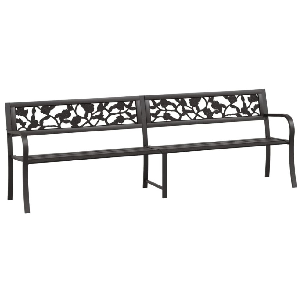 (black, 246 cm) vidaXL Twin Garden Bench Steel Patio Seat Black/Grey 125/246 cm Multi Models