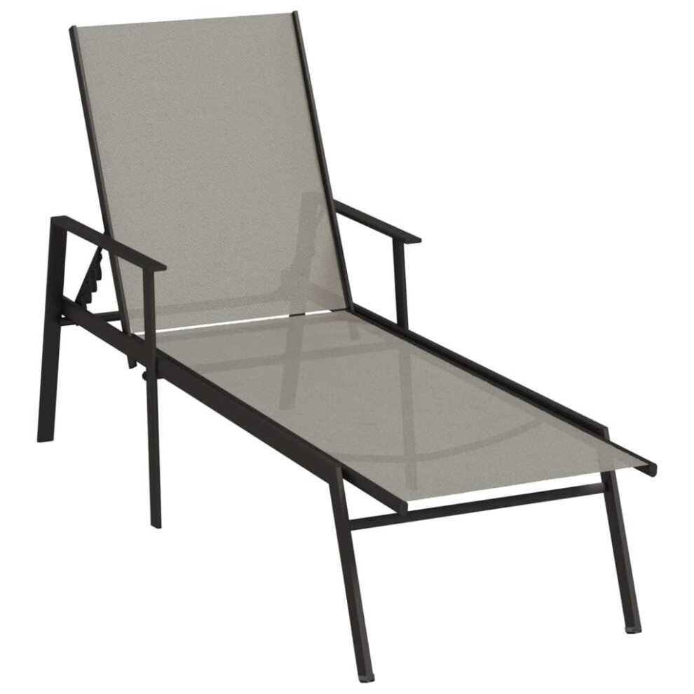 (grey) vidaXL Sun Lounger Steel and Textilene Fabric Outdoor Lounge Bed Multi Colours