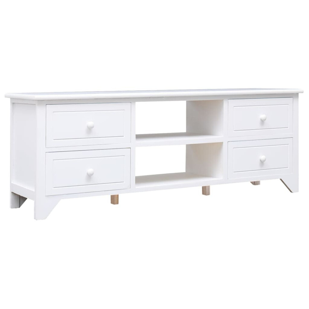 (white) vidaXL TV Cabinet TV Stand Storage Sideboard Cupboard Solid Paulownia Wood