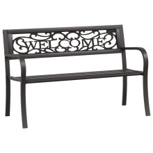 (black, 125 cm) vidaXL Twin Garden Bench Porch Patio Bench Chair Outdoor Bench Seat Steel