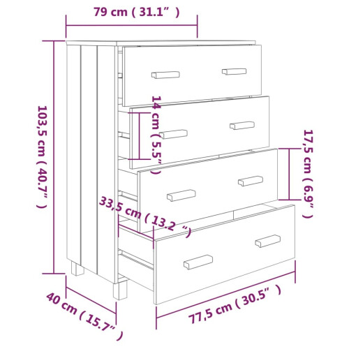 VidaXL (white) vidaXL Sideboard Wooden Storage Side Cabinet Cupboard HAMAR Solid Wood Pine 2