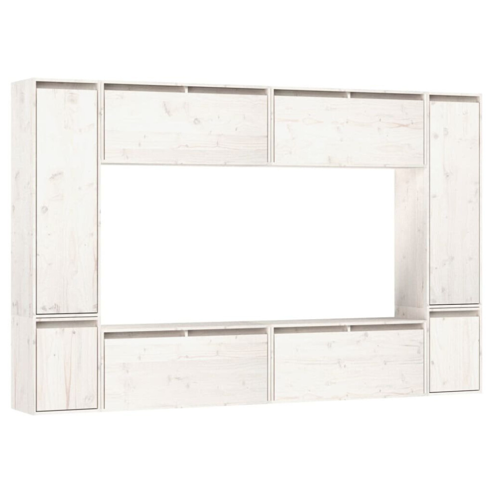 Vidaxl (White) 8X Solid Wood Pine Tv Cabinets Wall Mounted Furniture Multi Colours White
