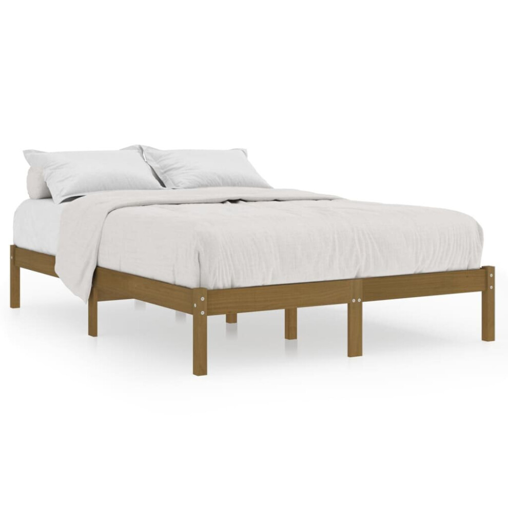 Vidaxl (Honey Brown, 205.5 X 205.5 X 31 Cm) Bed Frame Bedroom Wooden Bed Base Mattress Foundation Solid Pinewood