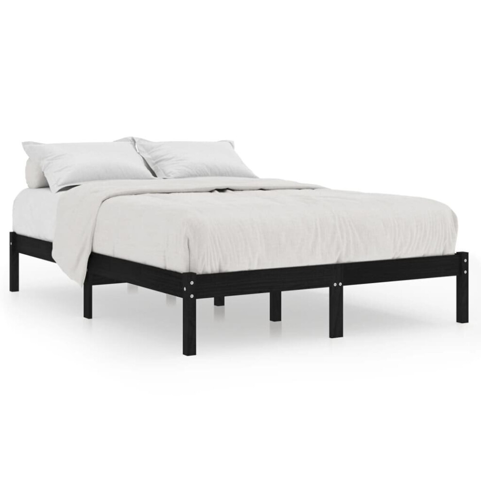 Vidaxl (Black, 205.5 X 205.5 X 31 Cm) Bed Frame Bedroom Wooden Bed Base Mattress Foundation Solid Pinewood
