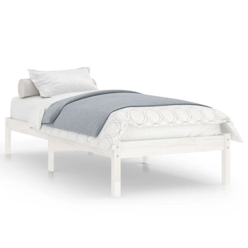 (white, 205.5 x 95.5 x 31 cm) vidaXL Bed Frame Bedroom Wooden Bed Base Mattress Foundation Solid Pinewood