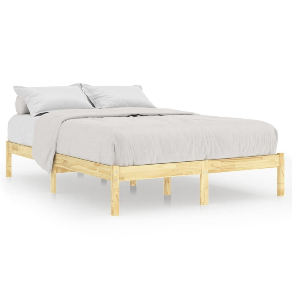 Vidaxl (Brown, 205.5 X 165.5 X 31 Cm) Bed Frame Bedroom Wooden Bed Base Mattress Foundation Solid Pinewood