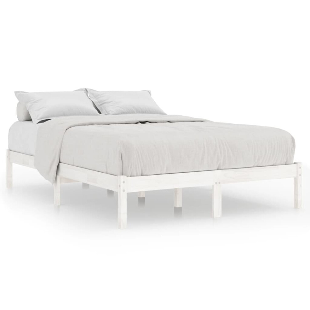 Vidaxl (White, 205.5 X 205.5 X 31 Cm) Bed Frame Bedroom Wooden Bed Base Mattress Foundation Solid Pinewood