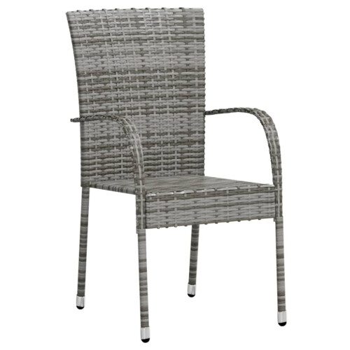 VidaXL vidaXL 3-tlg. Garten-Essgruppe Poly Rattan Grau 2