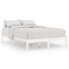 (white, 205.5 x 185.5 x 31 cm) vidaXL Bed Frame Bedroom Wooden Bed Base Mattress Foundation Solid Pinewood