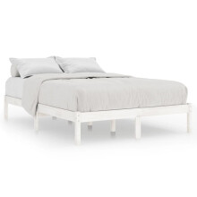 (white, 205.5 x 165.5 x 31 cm) vidaXL Bed Frame Bedroom Wooden Bed Base Mattress Foundation Solid Pinewood