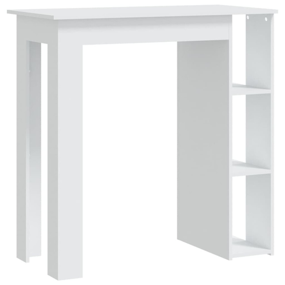 Vidaxl (White) Bar Table With Shelf Bar High Table Bistro Pub Table Engineered Wood