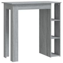 (grey sonoma) vidaXL Bar Table with Shelf Bar High Table Bistro Pub Table Engineered Wood