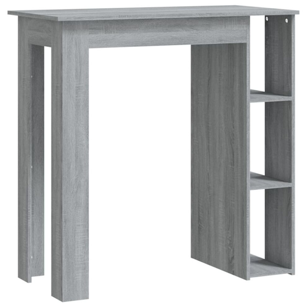(grey sonoma) vidaXL Bar Table with Shelf Bar High Table Bistro Pub Table Engineered Wood