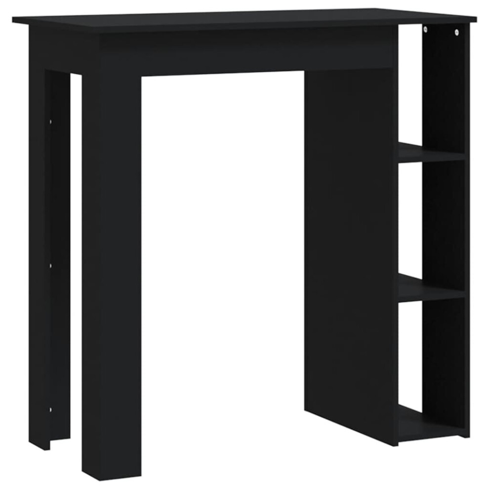 (black) vidaXL Bar Table with Shelf Bar High Table Bistro Pub Table Engineered Wood